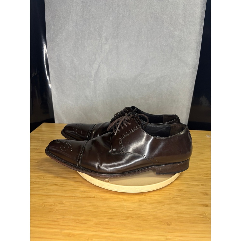 Mezlan Mens 10.5 M Brown Leather Medallion Cap Toe Derby Shoes Made in Spain